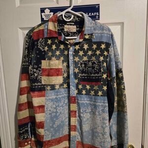 Men's Vintage Ralph Lauren Patchwork American Flag Shirt